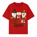 Cute Dental Squad Fall Design, Adorable Tooth Characters with Pumpkin, Autumn Themed, Kids Dental Health Awareness Art Print - T-shirt 1758250133640.jpg