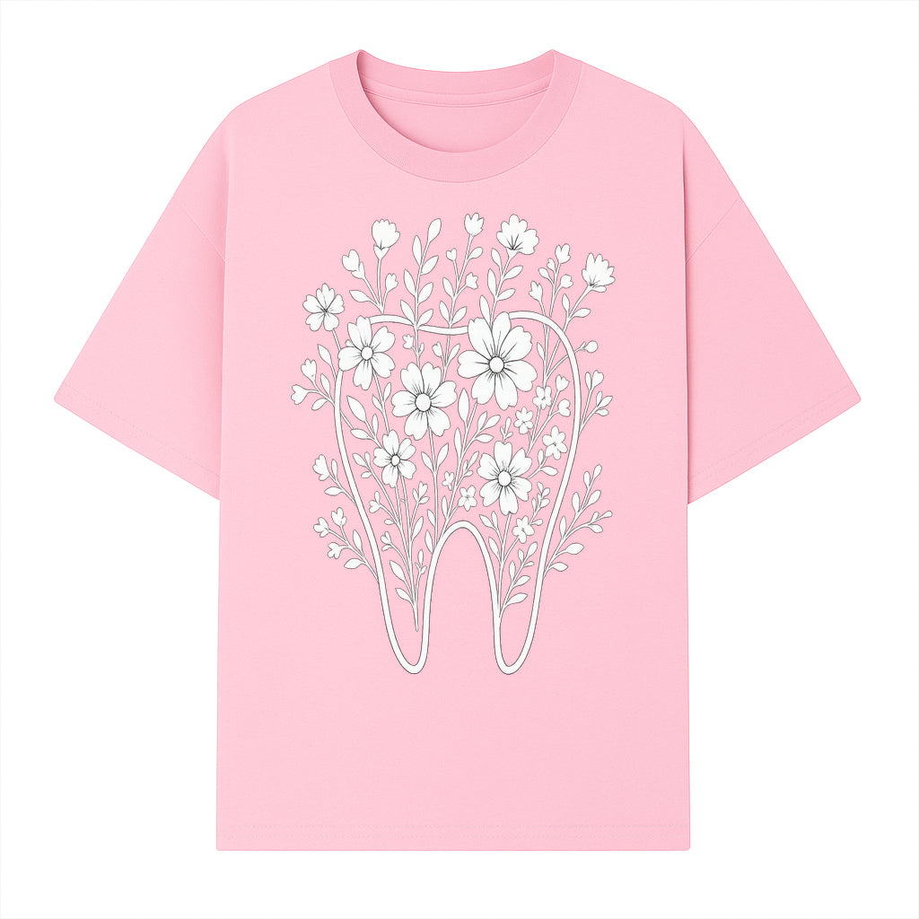 Floral Tooth Design Art Print | Dental Decor | Flower Illustration | Botanical Tooth Artwork for Dentistry Lovers - T-shirt 1758250133776.jpg
