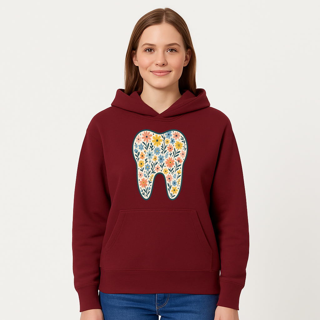 Floral Tooth Print Art | Colorful Dental Decor | Cute Illustration for Kids | Nursery Wall Art | Dentist Office Decor - Hoodie 1758250133854.jpg