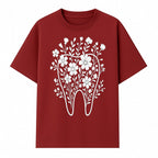 Floral Tooth Design Art Print | Dental Decor | Flower Illustration | Botanical Tooth Artwork for Dentistry Lovers - T-shirt 1758250133981.jpg