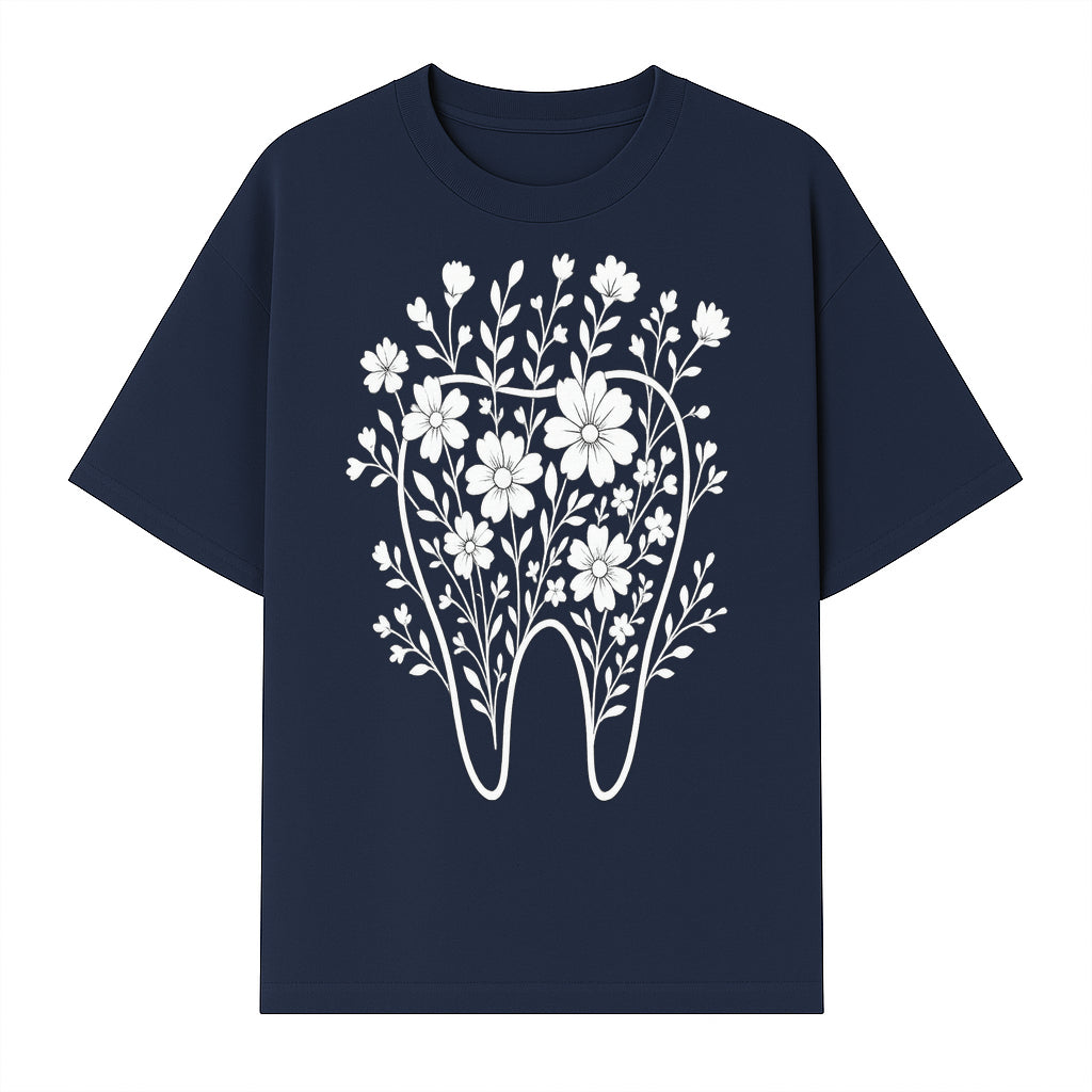 Floral Tooth Design Art Print | Dental Decor | Flower Illustration | Botanical Tooth Artwork for Dentistry Lovers - T-shirt 1758250134128.jpg