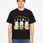 Easter Bunny Celebration Art Print | Cute Bunnies with Eggs, Carrots & Chick | Spring Holiday Decor for Kids' Rooms - T-shirt 1758250134200.jpg