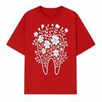 Floral Tooth Design Art Print | Dental Decor | Flower Illustration | Botanical Tooth Artwork for Dentistry Lovers - T-shirt 1758250134269.jpg