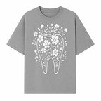 Floral Tooth Design Art Print | Dental Decor | Flower Illustration | Botanical Tooth Artwork for Dentistry Lovers - T-shirt 1758250134382.jpg