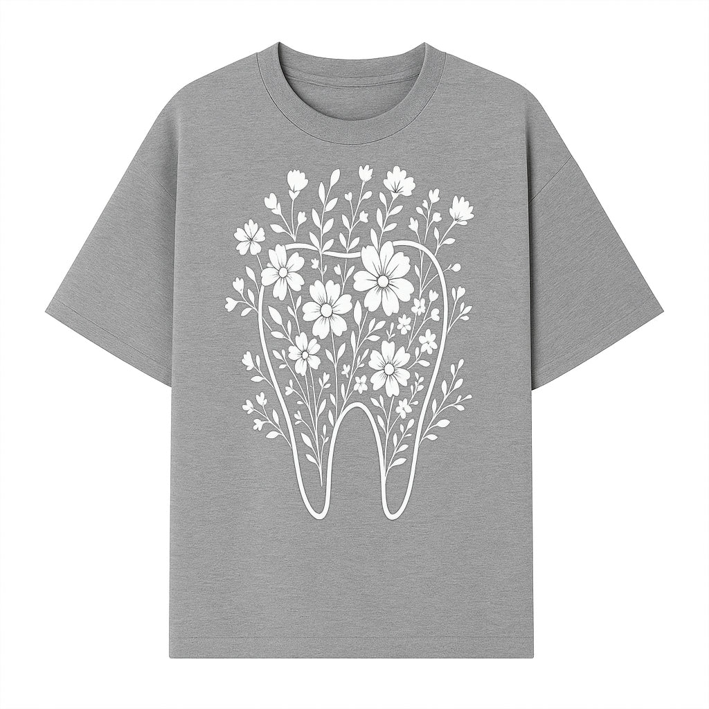 Floral Tooth Design Art Print | Dental Decor | Flower Illustration | Botanical Tooth Artwork for Dentistry Lovers - T-shirt 1758250134382.jpg
