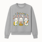 Easter Bunny Celebration Art Print | Cute Bunnies with Eggs, Carrots & Chick | Spring Holiday Decor for Kids' Rooms - Sweatshirt 1758250134500.jpg