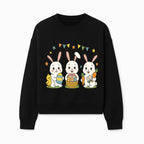 Easter Bunny Celebration Art Print | Cute Bunnies with Eggs, Carrots & Chick | Spring Holiday Decor for Kids' Rooms - Sweatshirt 1758250134662.jpg