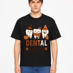 Cute Dental Squad Fall Design, Adorable Tooth Characters with Pumpkin, Autumn Themed, Kids Dental Health Awareness Art Print - T-shirt 1758250135144.jpg