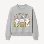 Easter Bunny Celebration Art Print | Cute Bunnies with Eggs, Carrots & Chick | Spring Holiday Decor for Kids' Rooms - Sweatshirt 1758250135149.jpg
