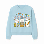 Easter Bunny Celebration Art Print | Cute Bunnies with Eggs, Carrots & Chick | Spring Holiday Decor for Kids' Rooms - Sweatshirt 1758250135292.jpg