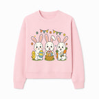 Easter Bunny Celebration Art Print | Cute Bunnies with Eggs, Carrots & Chick | Spring Holiday Decor for Kids' Rooms - Sweatshirt 1758250135447.jpg