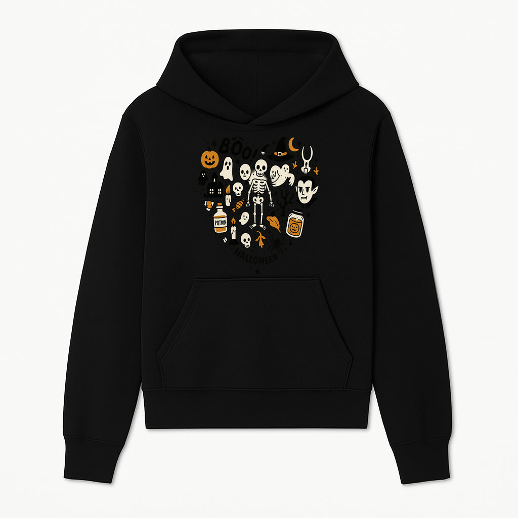 Halloween Skeleton and Ghosts Graphic Print, Spooky Potion Bottle Art, Cute Halloween Decor, Trick or Treat Illustration - Hoodie 1758250135658.jpg