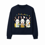 Easter Bunny Celebration Art Print | Cute Bunnies with Eggs, Carrots & Chick | Spring Holiday Decor for Kids' Rooms - Sweatshirt 1758250135765.jpg