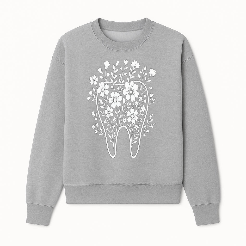 Floral Tooth Design Art Print | Dental Decor | Flower Illustration | Botanical Tooth Artwork for Dentistry Lovers - Sweatshirt 1758250136026.jpg