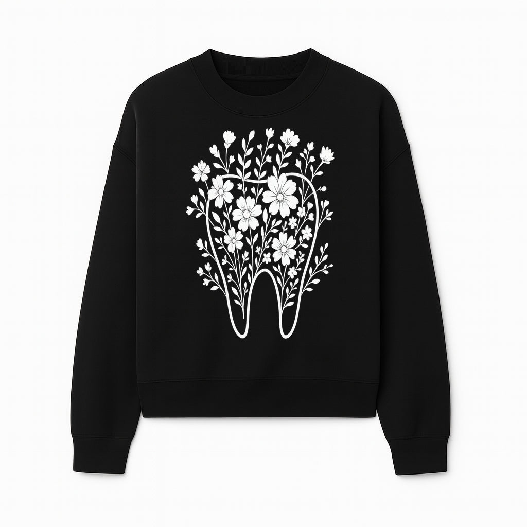 Floral Tooth Design Art Print | Dental Decor | Flower Illustration | Botanical Tooth Artwork for Dentistry Lovers - Sweatshirt 1758250136172.jpg