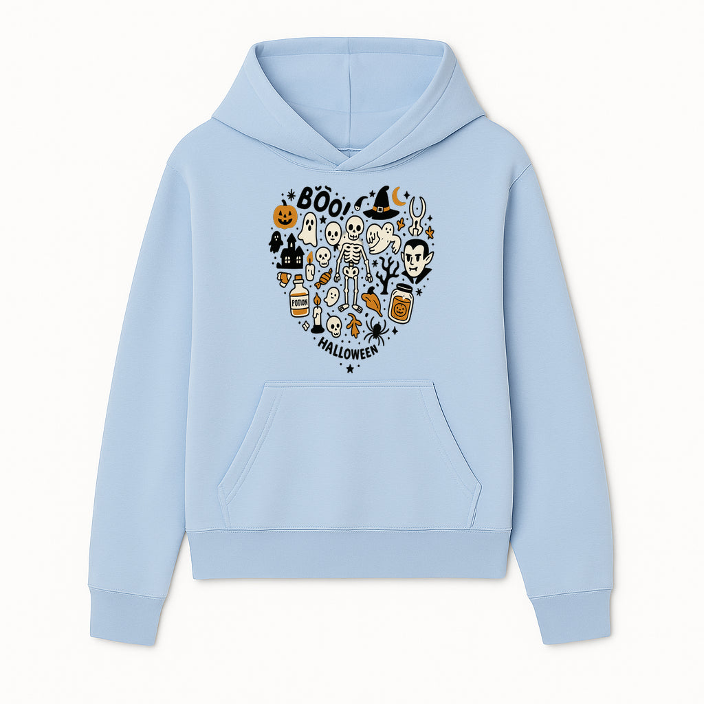 Halloween Skeleton and Ghosts Graphic Print, Spooky Potion Bottle Art, Cute Halloween Decor, Trick or Treat Illustration - Hoodie 1758250136276.jpg