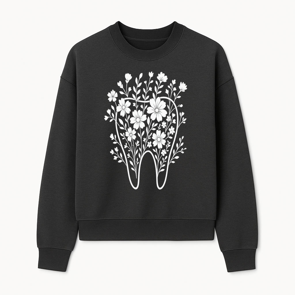 Floral Tooth Design Art Print | Dental Decor | Flower Illustration | Botanical Tooth Artwork for Dentistry Lovers - Sweatshirt 1758250136319.jpg