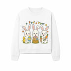Easter Bunny Celebration Art Print | Cute Bunnies with Eggs, Carrots & Chick | Spring Holiday Decor for Kids' Rooms - Sweatshirt 1758250136323.jpg