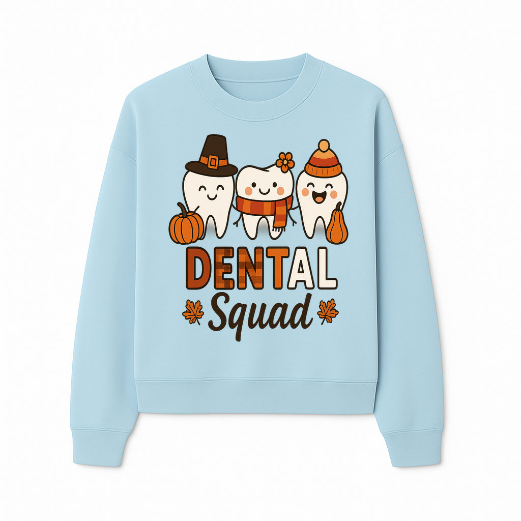 Cute Dental Squad Fall Design, Adorable Tooth Characters with Pumpkin, Autumn Themed, Kids Dental Health Awareness Art Print - Sweatshirt 1758250136331.jpg