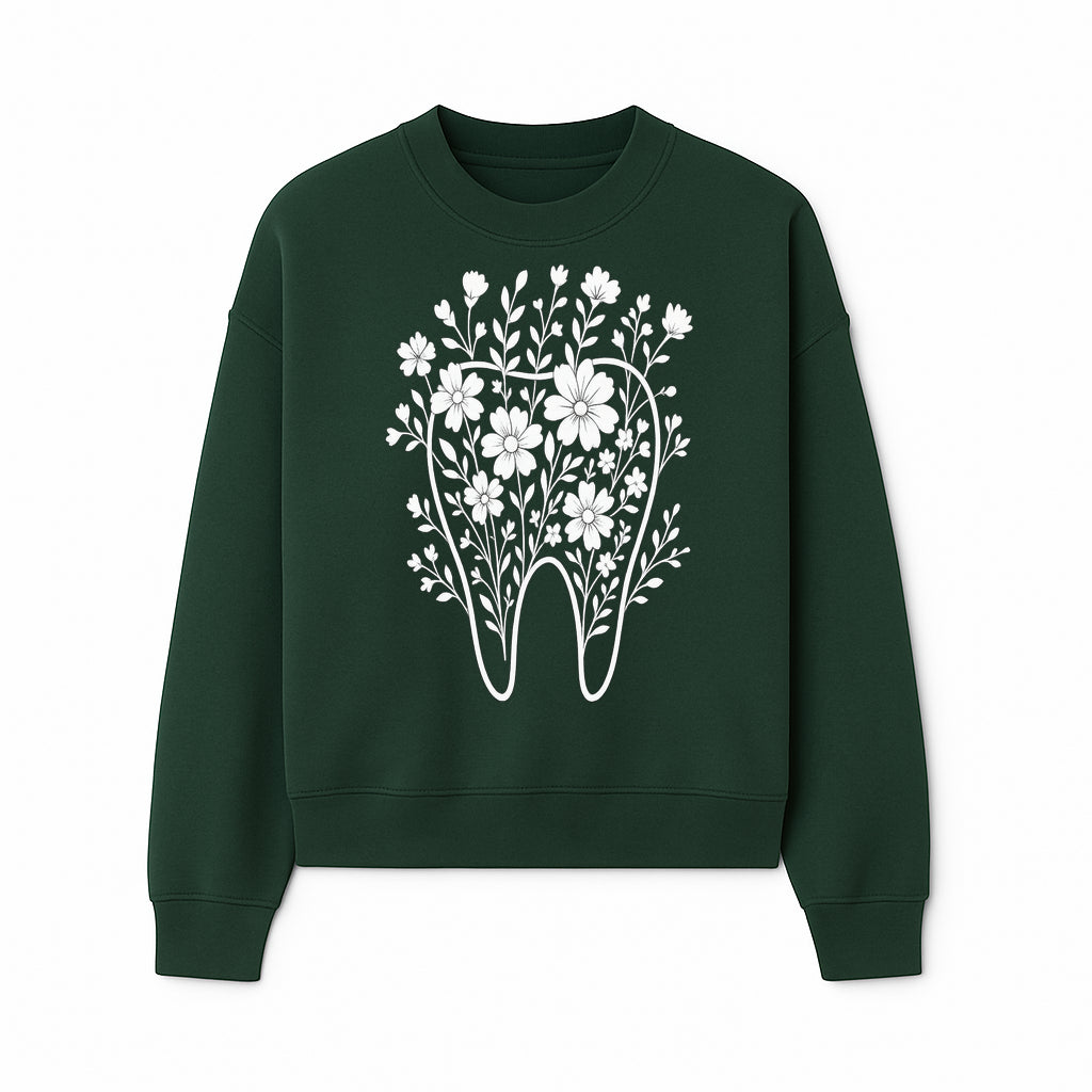 Floral Tooth Design Art Print | Dental Decor | Flower Illustration | Botanical Tooth Artwork for Dentistry Lovers - Sweatshirt 1758250136490.jpg