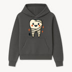 Cute Halloween Tooth Character Art Print - Spooky Mummy Tooth with Ghost and Sparkles - Whimsical Decor for Kids' Rooms - Hoodie 1758250136524.jpg
