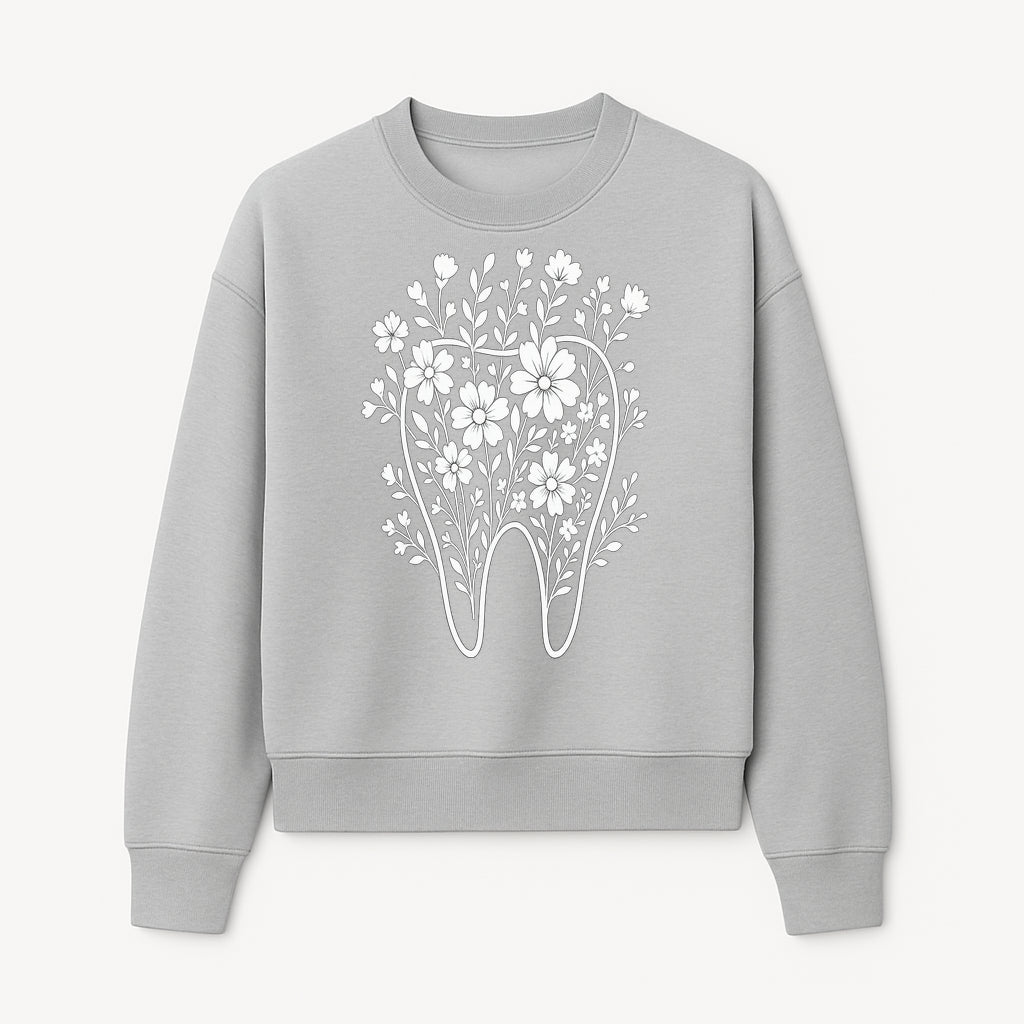 Floral Tooth Design Art Print | Dental Decor | Flower Illustration | Botanical Tooth Artwork for Dentistry Lovers - Sweatshirt 1758250136642.jpg