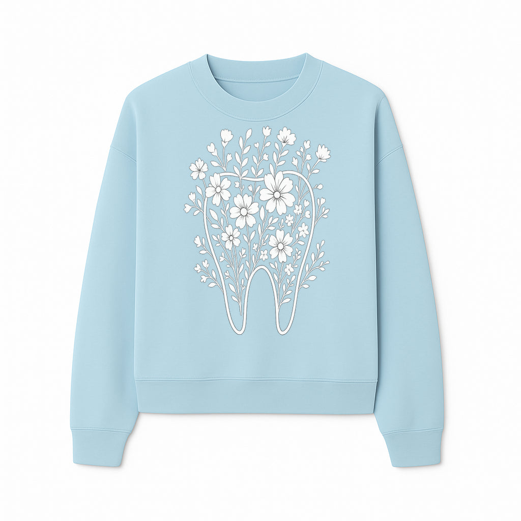 Floral Tooth Design Art Print | Dental Decor | Flower Illustration | Botanical Tooth Artwork for Dentistry Lovers - Sweatshirt 1758250136807.jpg