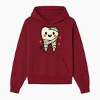 Cute Halloween Tooth Character Art Print - Spooky Mummy Tooth with Ghost and Sparkles - Whimsical Decor for Kids' Rooms - Hoodie 1758250137236.jpg