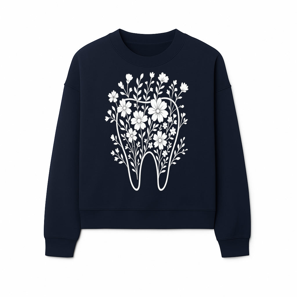 Floral Tooth Design Art Print | Dental Decor | Flower Illustration | Botanical Tooth Artwork for Dentistry Lovers - Sweatshirt 1758250137306.jpg