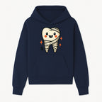 Cute Halloween Tooth Character Art Print - Spooky Mummy Tooth with Ghost and Sparkles - Whimsical Decor for Kids' Rooms - Hoodie 1758250137402.jpg