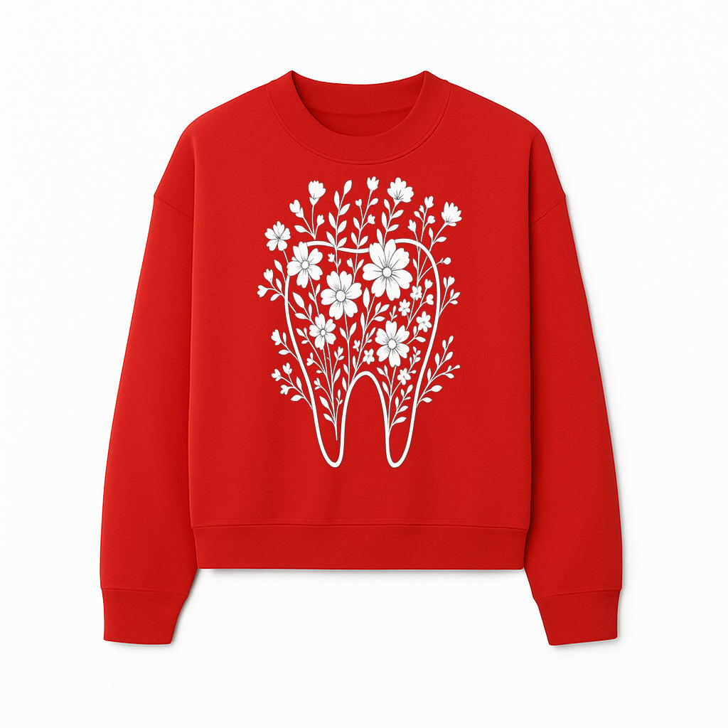 Floral Tooth Design Art Print | Dental Decor | Flower Illustration | Botanical Tooth Artwork for Dentistry Lovers - Sweatshirt 1758250137464.jpg