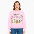 Easter Bunny Celebration Art Print | Cute Bunnies with Eggs, Carrots & Chick | Spring Holiday Decor for Kids' Rooms - Sweatshirt 1758250137614.jpg