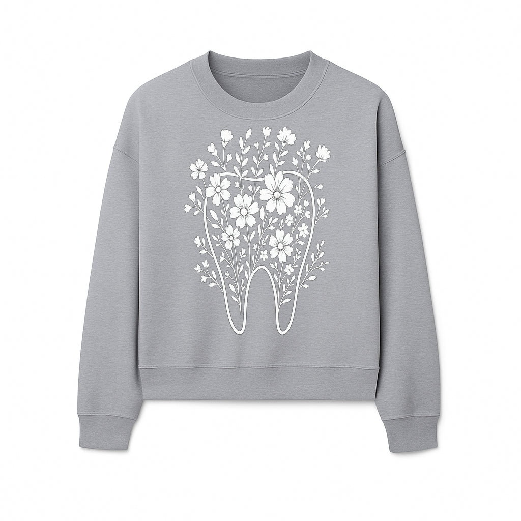 Floral Tooth Design Art Print | Dental Decor | Flower Illustration | Botanical Tooth Artwork for Dentistry Lovers - Sweatshirt 1758250137645.jpg
