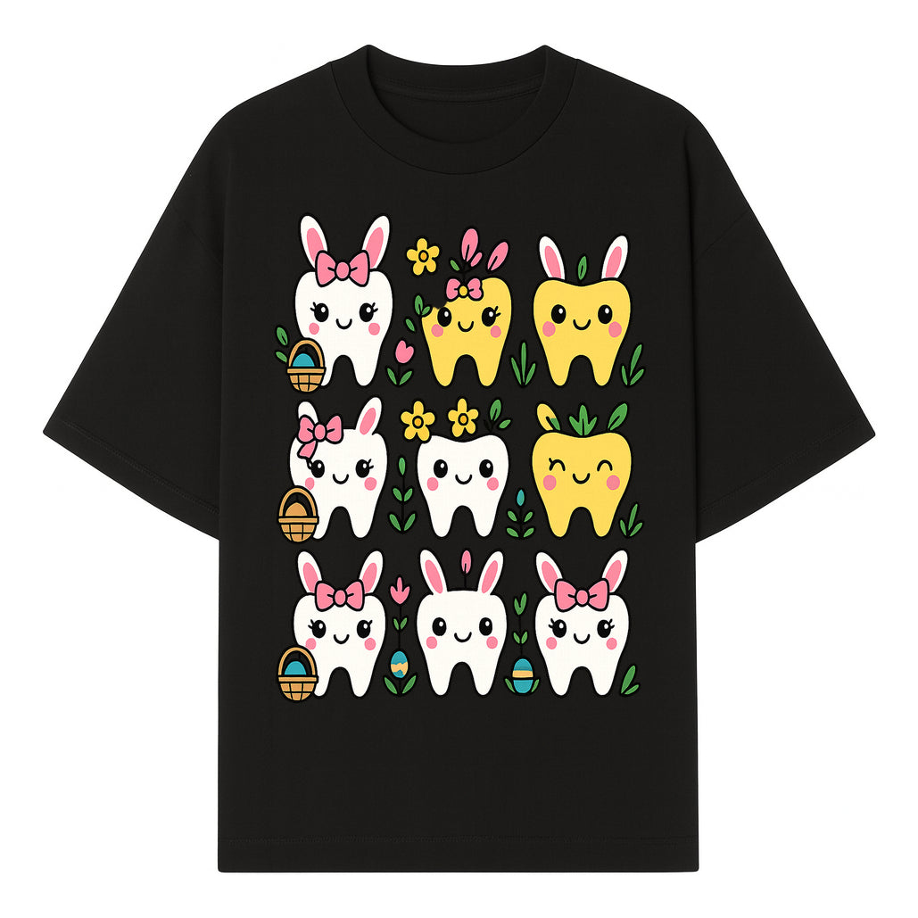 Cute Bunny Teeth Stickers | Easter Tooth Decor | Kawaii Dental Art for Kids | Fun Spring Decorations | Whimsical Tooth and Flower Designs - T-shirt 1758250137725.jpg