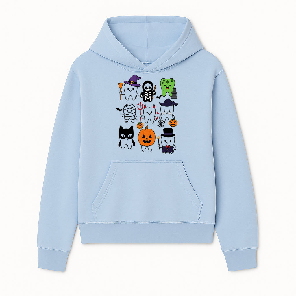 Halloween Tooth Characters Stickers | Cute Spooky Dental Themed Decor | Ghosts, Pumpkins, Skulls, and Mummies Design - Hoodie 1758250137917.jpg