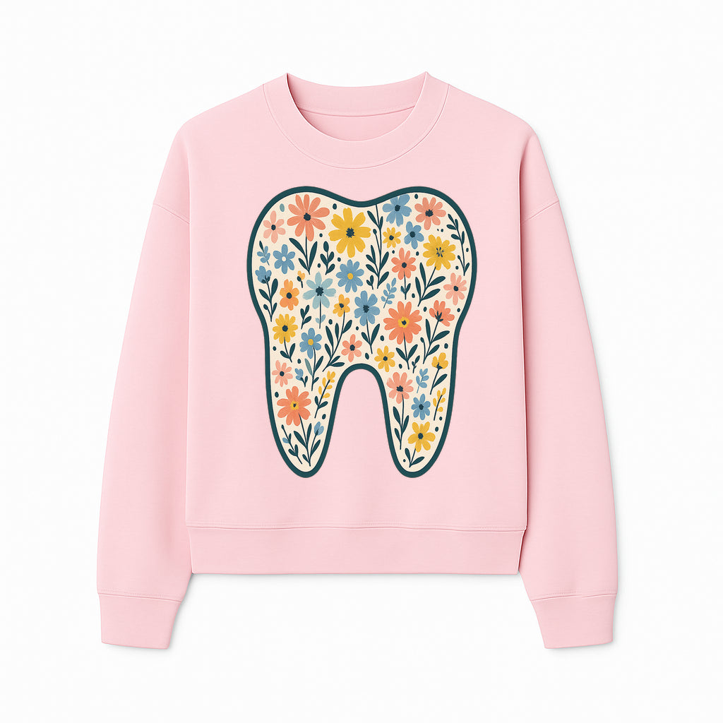 Floral Tooth Print Art | Colorful Dental Decor | Cute Illustration for Kids | Nursery Wall Art | Dentist Office Decor - Sweatshirt 1758250138251.jpg