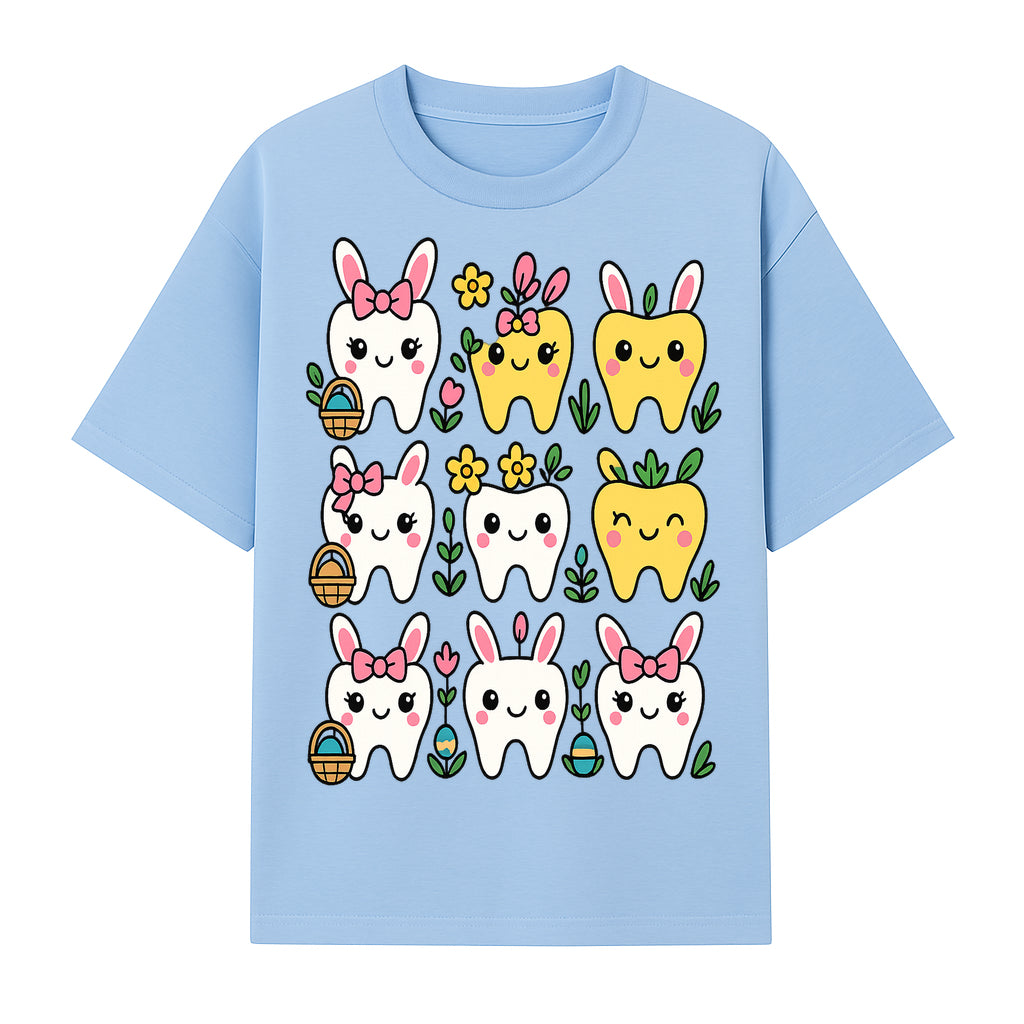 Cute Bunny Teeth Stickers | Easter Tooth Decor | Kawaii Dental Art for Kids | Fun Spring Decorations | Whimsical Tooth and Flower Designs - T-shirt 1758250138336.jpg