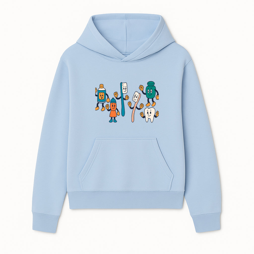 Dental Care Cartoon Characters Sticker Set - Fun Toothbrush, Toothpaste, and Tooth Designs for Kids' Bathroom Decor - Hoodie 1758250138587.jpg