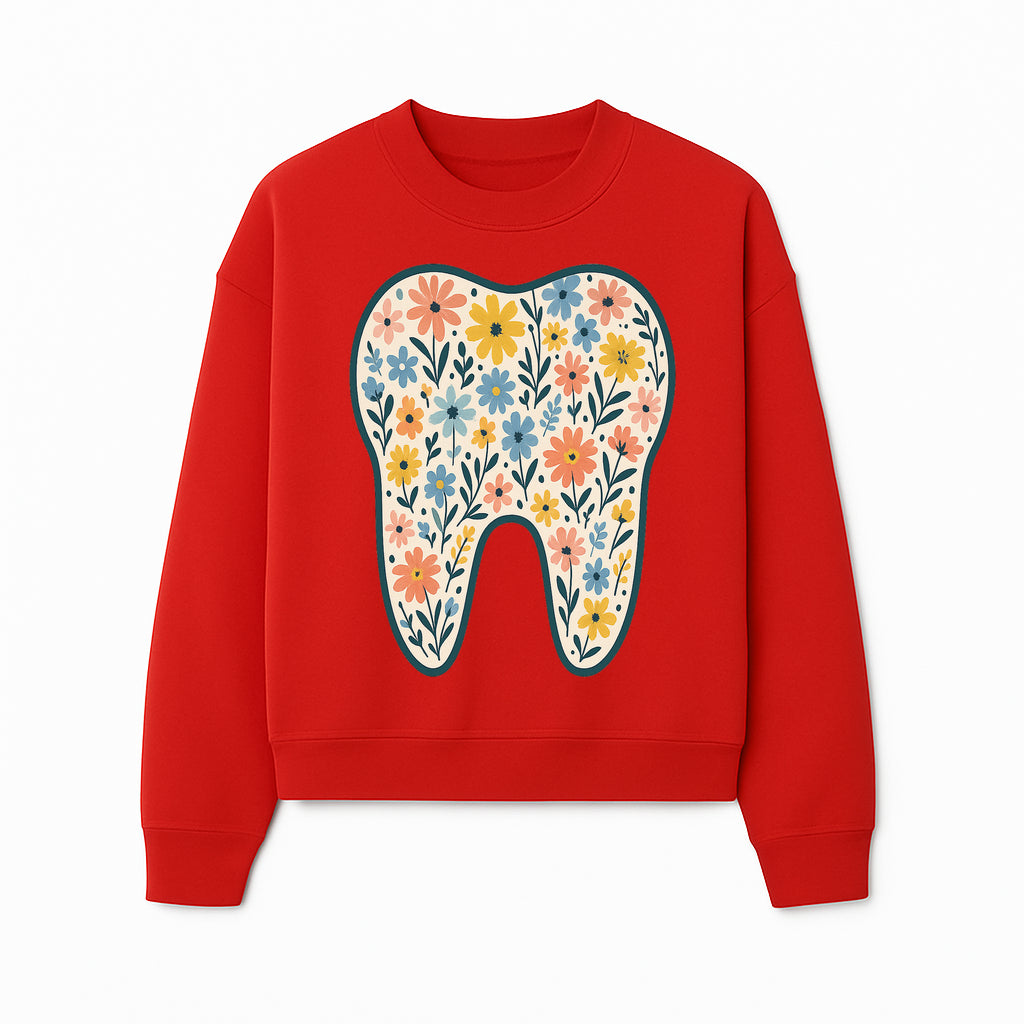 Floral Tooth Print Art | Colorful Dental Decor | Cute Illustration for Kids | Nursery Wall Art | Dentist Office Decor - Sweatshirt 1758250138699.jpg