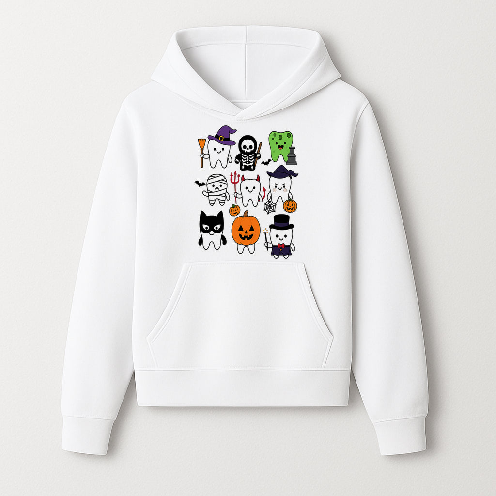 Halloween Tooth Characters Stickers | Cute Spooky Dental Themed Decor | Ghosts, Pumpkins, Skulls, and Mummies Design - Hoodie 1758250138833.jpg