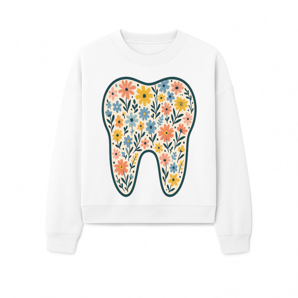 Floral Tooth Print Art | Colorful Dental Decor | Cute Illustration for Kids | Nursery Wall Art | Dentist Office Decor - Sweatshirt 1758250138983.jpg