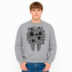 Floral Tooth Design Art Print - Black and White Graphic Decor for Dental Offices, Home, or Gifts - Sweatshirt 1758250139135.jpg