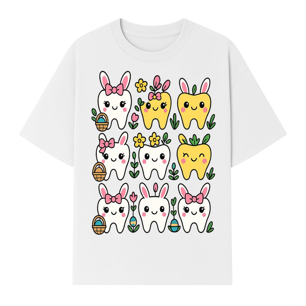 Cute Bunny Teeth Stickers | Easter Tooth Decor | Kawaii Dental Art for Kids | Fun Spring Decorations | Whimsical Tooth and Flower Designs - T-shirt 1758250139218.jpg