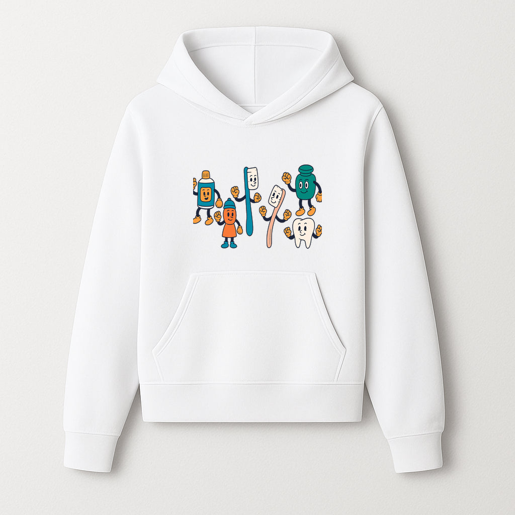 Dental Care Cartoon Characters Sticker Set - Fun Toothbrush, Toothpaste, and Tooth Designs for Kids' Bathroom Decor - Hoodie 1758250139485.jpg