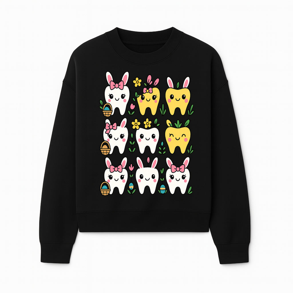 Cute Bunny Teeth Stickers | Easter Tooth Decor | Kawaii Dental Art for Kids | Fun Spring Decorations | Whimsical Tooth and Flower Designs - Sweatshirt 1758250140812.jpg