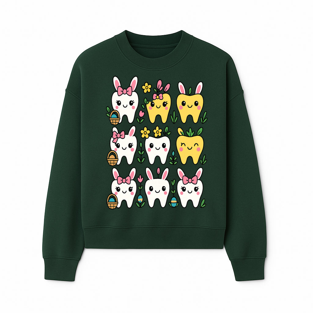 Cute Bunny Teeth Stickers | Easter Tooth Decor | Kawaii Dental Art for Kids | Fun Spring Decorations | Whimsical Tooth and Flower Designs - Sweatshirt 1758250141136.jpg