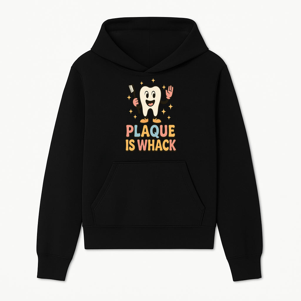 Funny Tooth Plaque Humor Shirt | Plaque is Whack | Cute Dental Cartoon Design | Perfect for Kids & Dental Hygienists - Hoodie 1758250141212.jpg