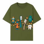 Dental Care Cartoon Characters Sticker Set - Fun Toothbrush, Toothpaste, and Tooth Designs for Kids' Bathroom Decor - T-shirt 1758250141363.jpg
