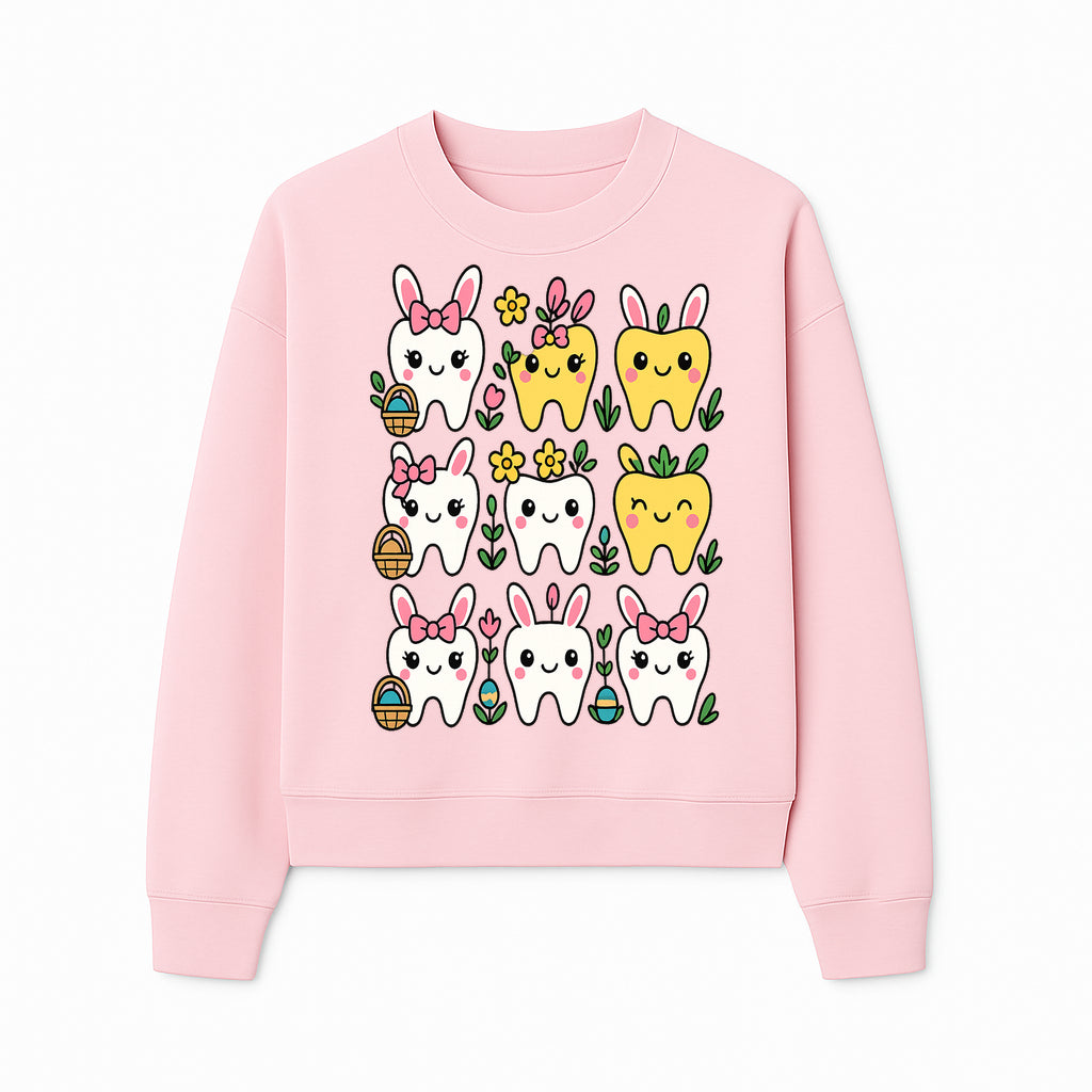 Cute Bunny Teeth Stickers | Easter Tooth Decor | Kawaii Dental Art for Kids | Fun Spring Decorations | Whimsical Tooth and Flower Designs - Sweatshirt 1758250141600.jpg