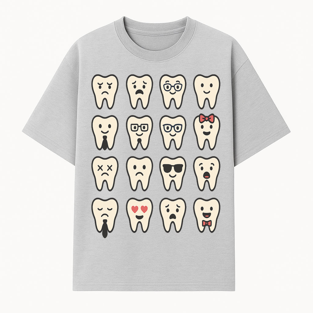 Cute Tooth Emoji Set - 16 Unique Tooth Faces for Dental Decor, Stickers, or Gifts - Happy, Sad, Cool, Funny Expressions - T-shirt 1758250141634.jpg